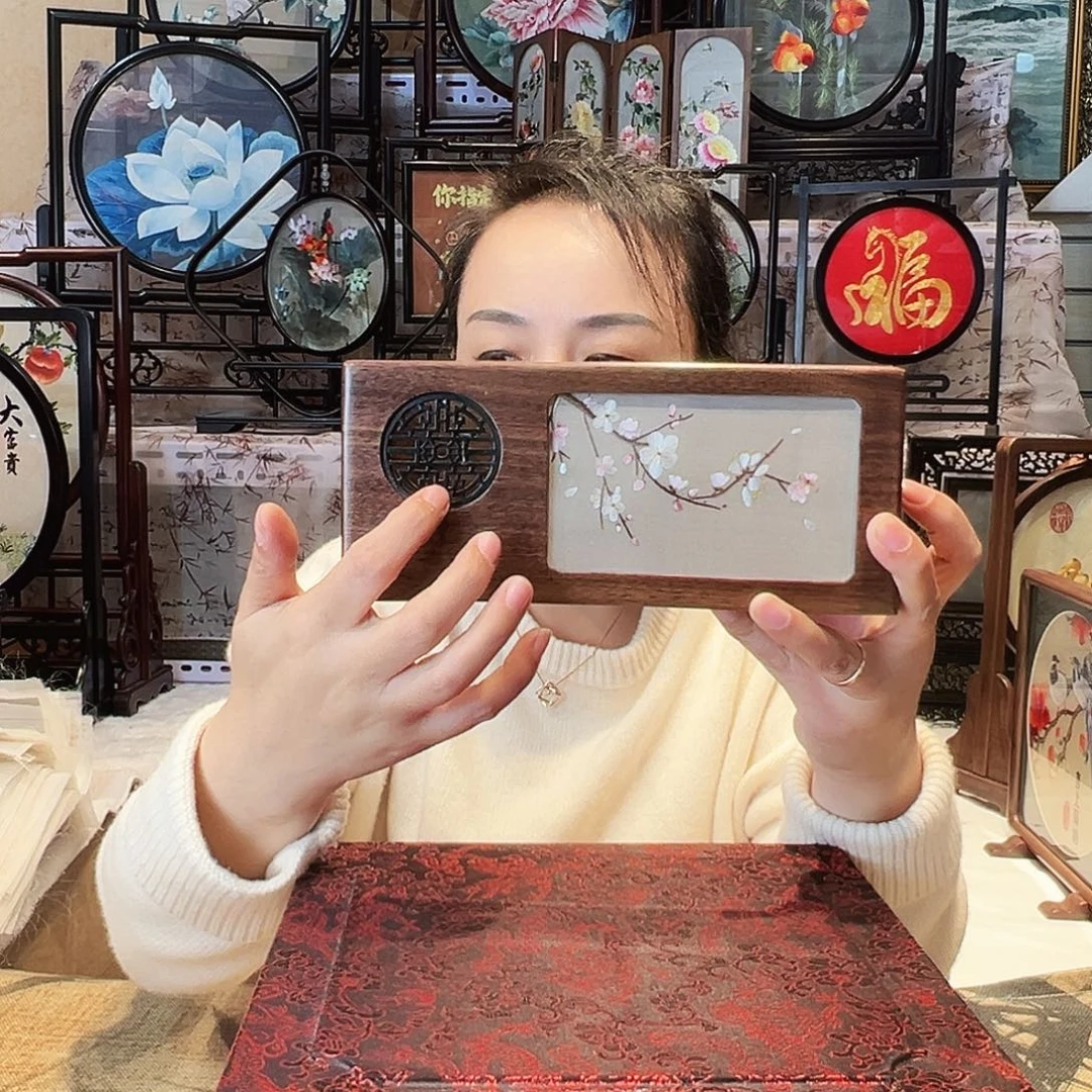 织绣苏绣收纳盒笔筒手工双面