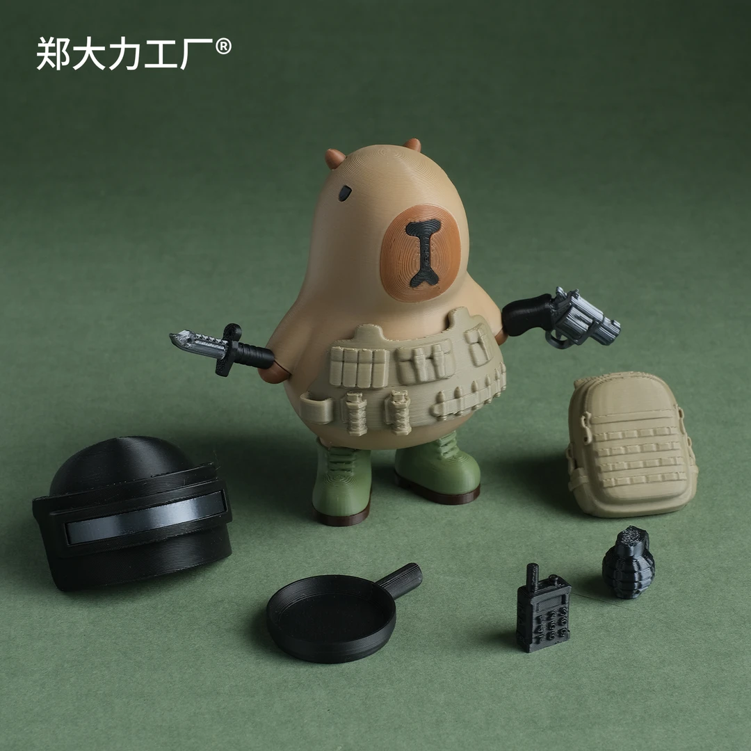 卡皮巴拉特种豚和平精英磁吸桌面摆件原创公仔水豚3D打印植绒玩偶
