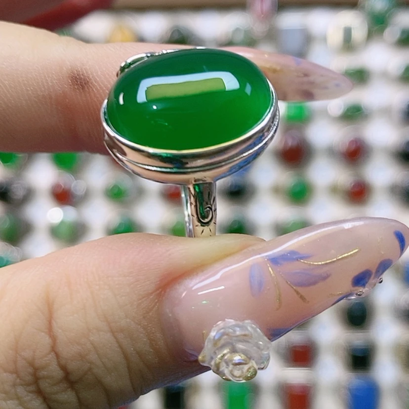 【闪购商品】玛瑙/玉髓戒指银S925镶嵌a***然