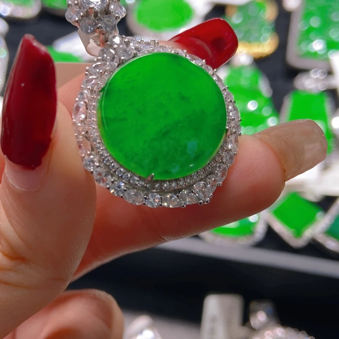 翡翠吊坠(不含链)银S925镶嵌