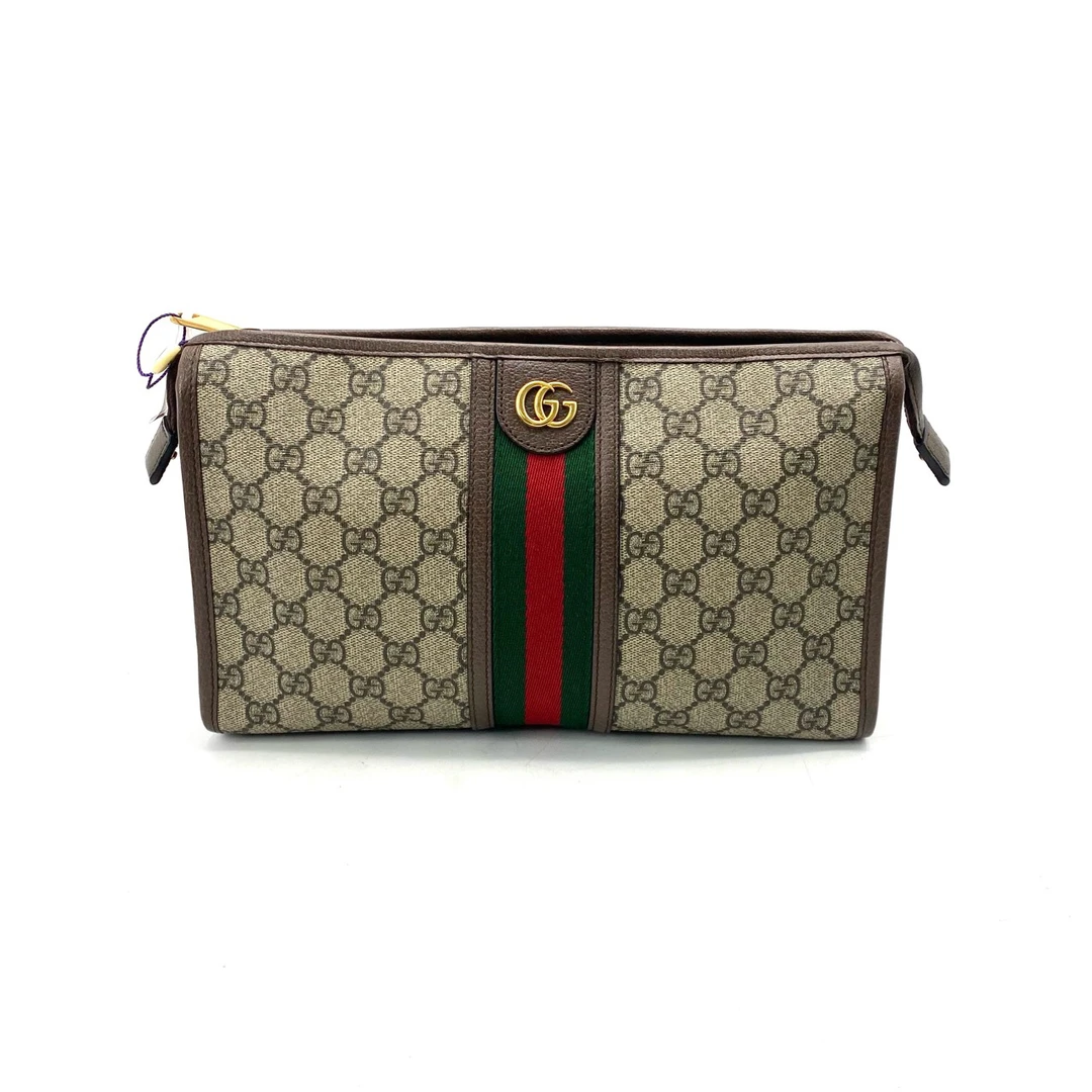 99新 GUCCI/古驰 经典老花Ophidia手拿包 尺寸29/18