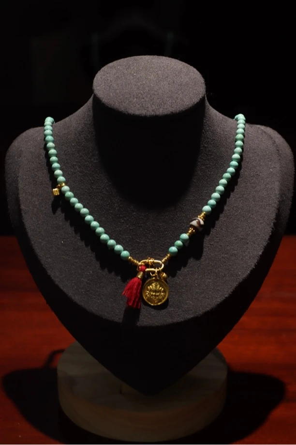 松石、绿松石、松石小米珠、松石项链、松石小米珠项链