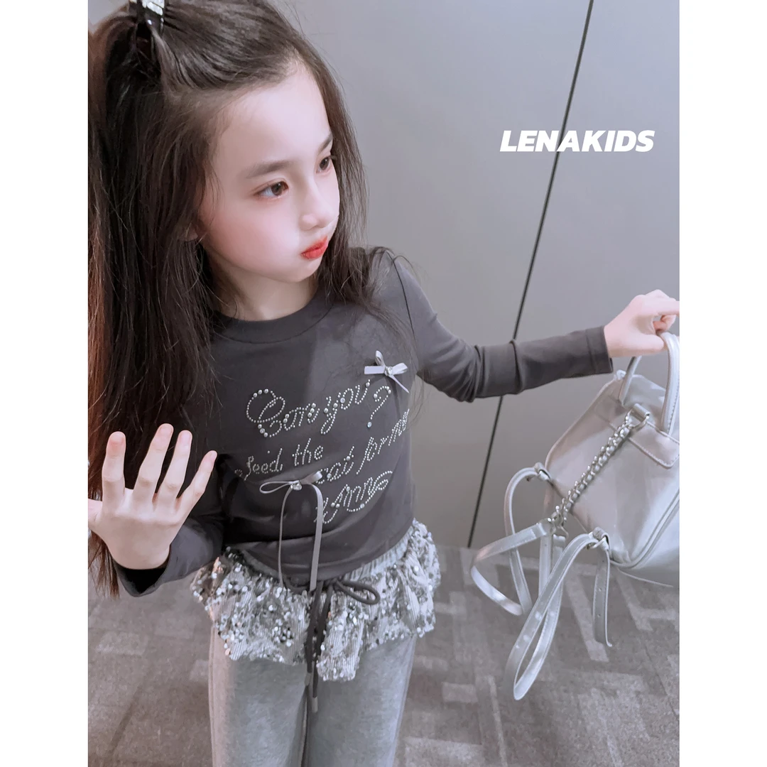 Lenakids【现货】【欧若风·闪闪亮片字母T套装】女宝套装25022702