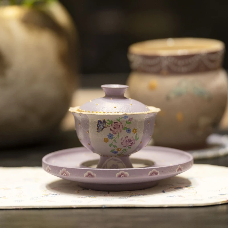 SJY0227 山几由-立体釉/金莳绘——盖碗