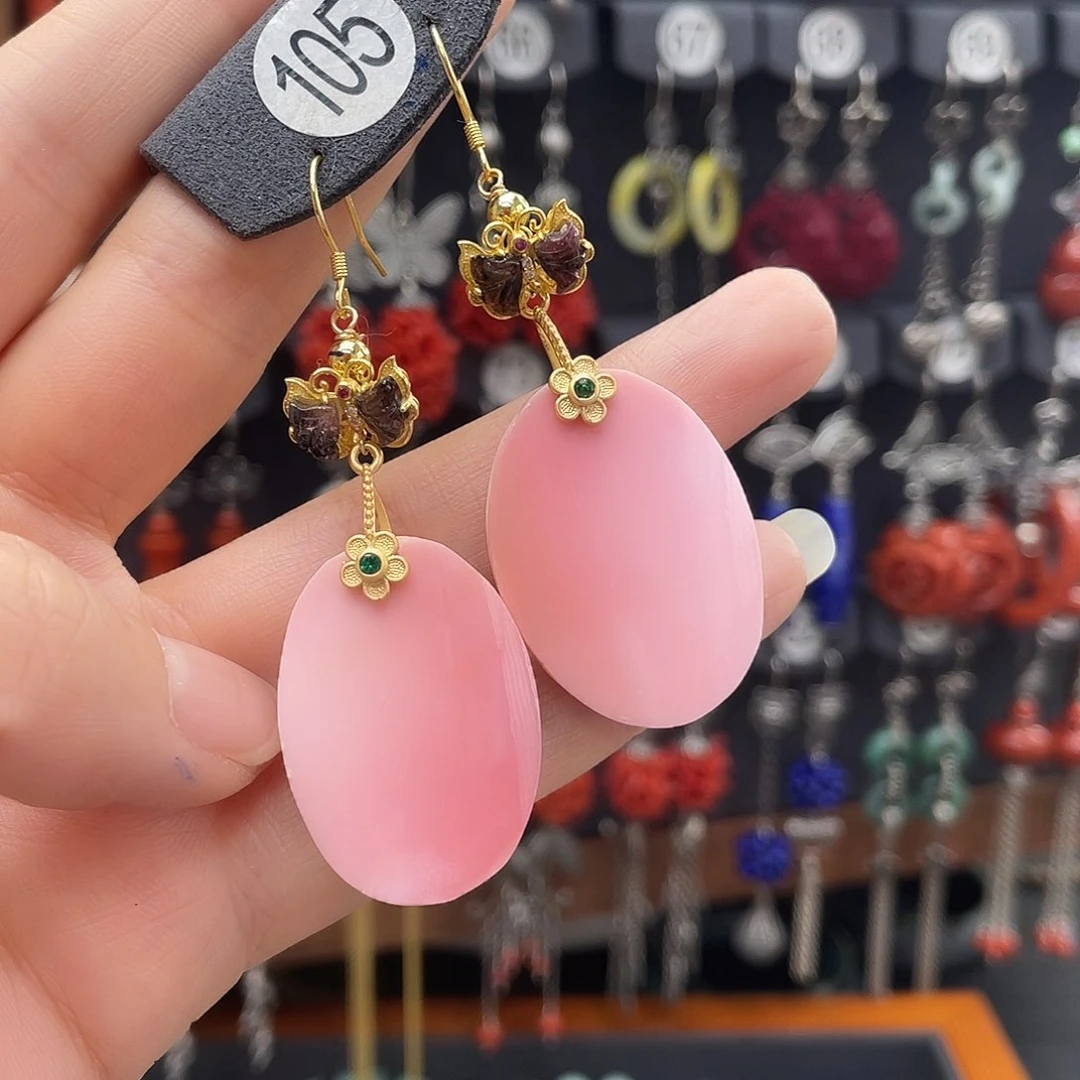 和田玉耳饰银S925镶嵌墨***浅867fhkjjhh