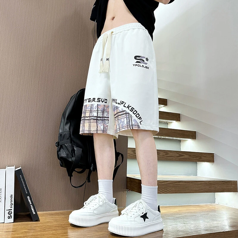 2025夏季新款港风短裤男青少年潮流透气时尚休闲五分裤户外沙滩裤