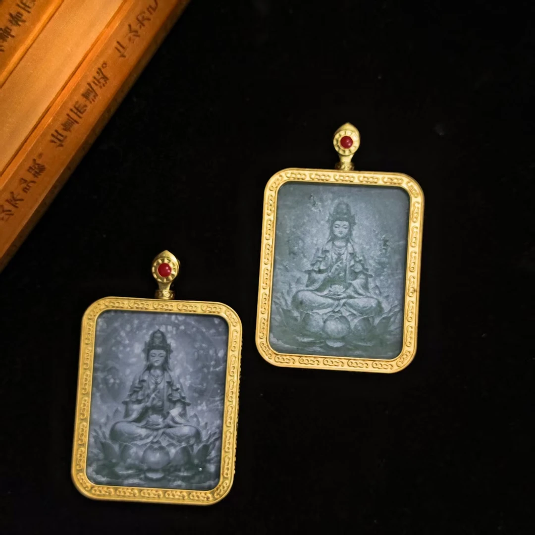 江德洋珠宝AT5450 翡翠A货观音/唐卡双面吊坠-多样性发货只发一件