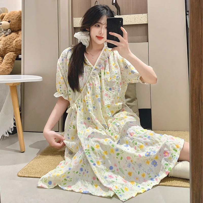 夏季孕妇睡衣短袖薄款云朵棉待产裙产前产后孕妇睡裙可外穿家居服