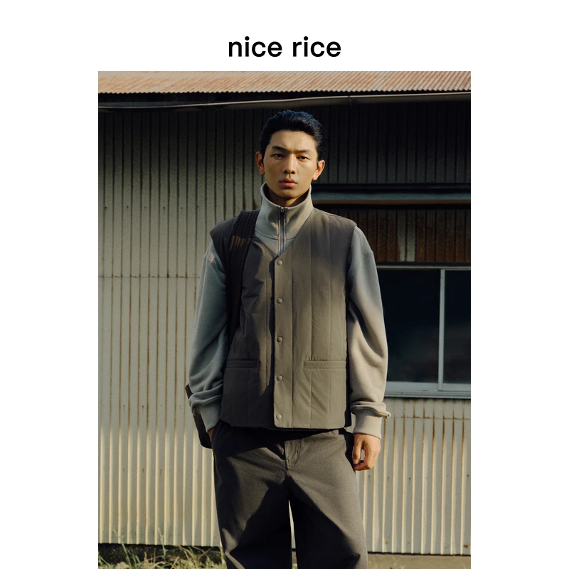 nice rice好饭 25秋季新品竖绗缝3M新雪丽轻暖直身棉马甲NHQ15008
