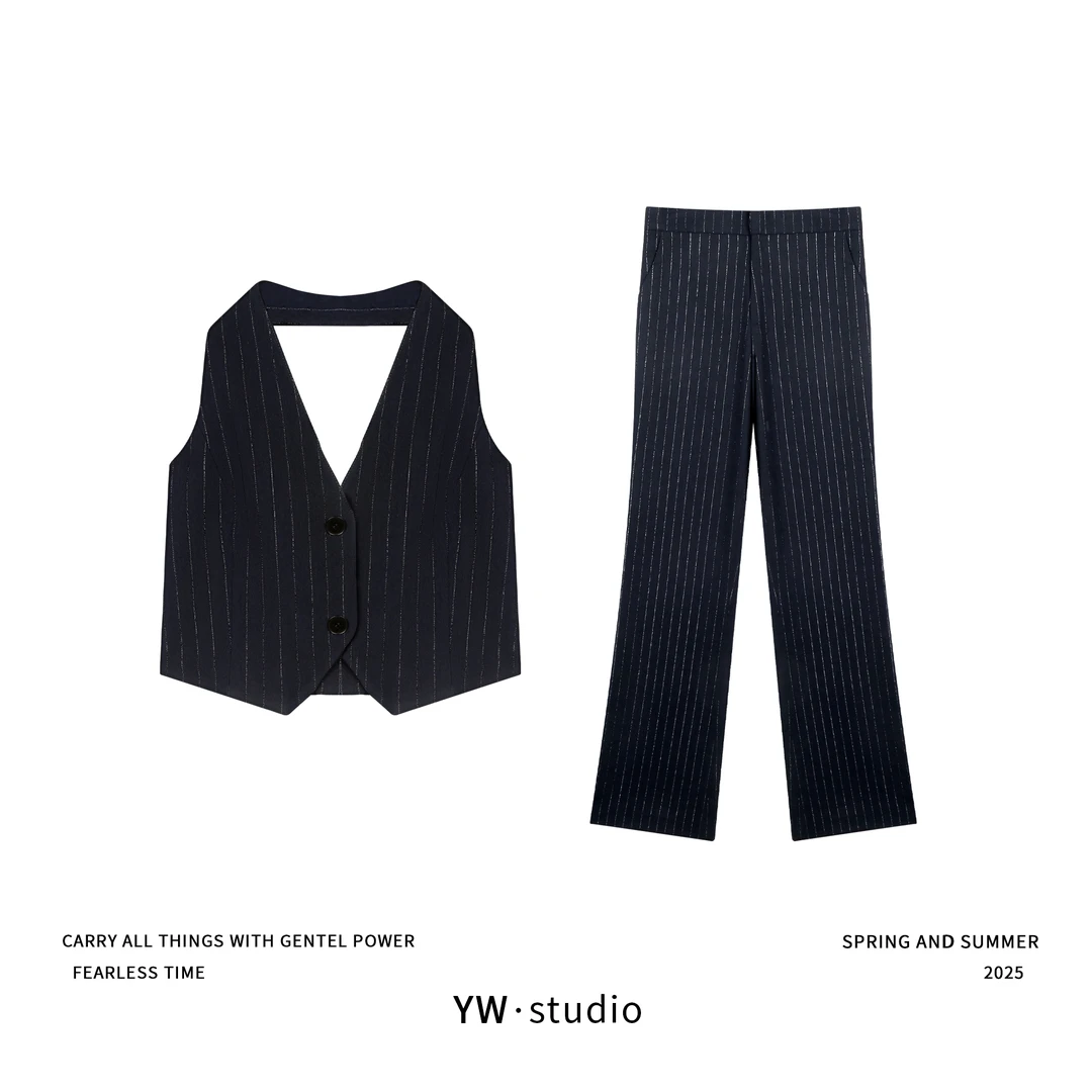 YUWEI/定制 TAG*****银丝条纹马甲  CYP25007