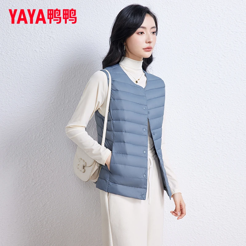 鸭鸭羽绒马甲女短款轻薄羽绒服2024年冬季新款韩版时尚修身外套