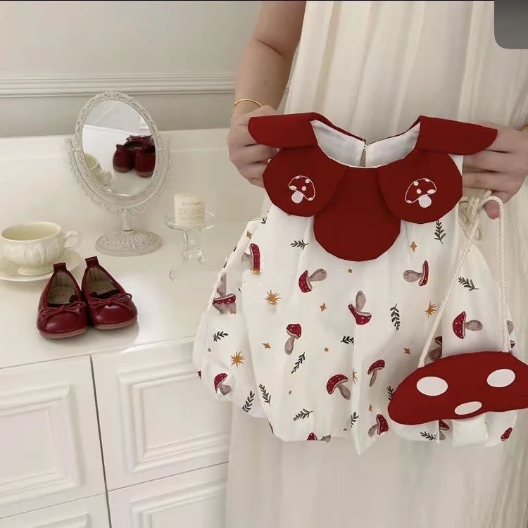 婴儿夏季新款甜美花瓣领纯棉宝宝公主连衣裙洋气时尚包屁衣外出服