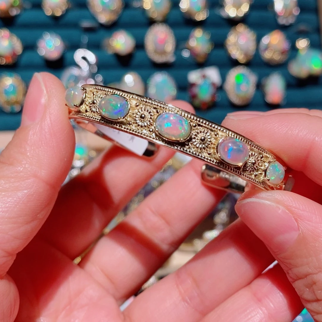 欧泊欧泊手镯银S925镶嵌