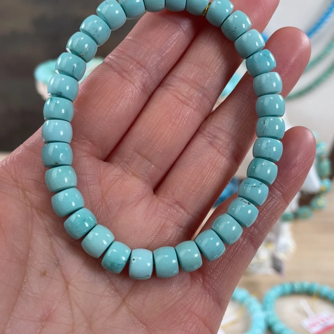 绿松石未镶嵌套链7.2精品瓷釉级直切手串