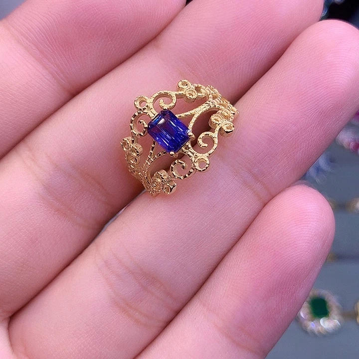 戒指蓝宝石银S925镶嵌