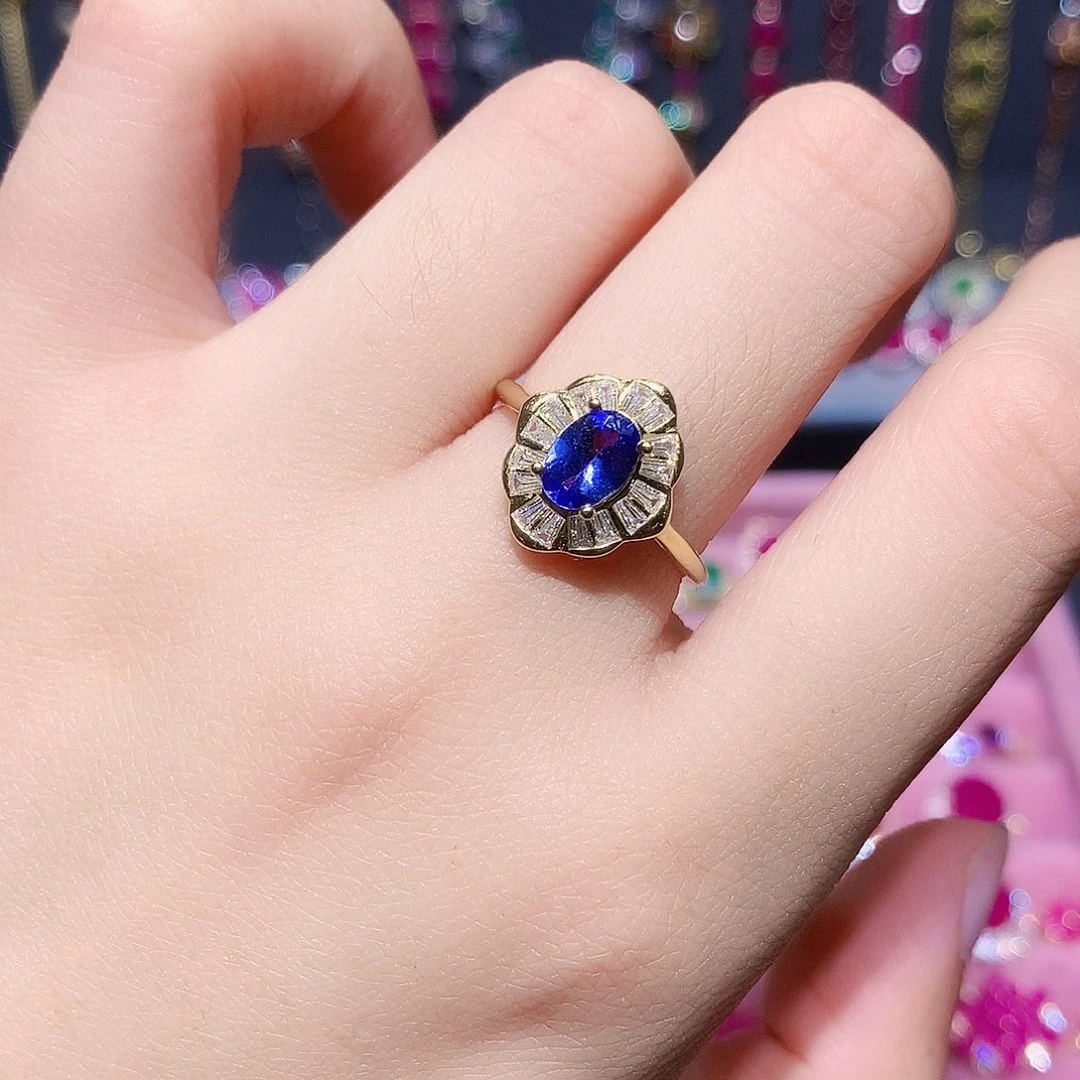 银S925镶嵌戒指坦桑石