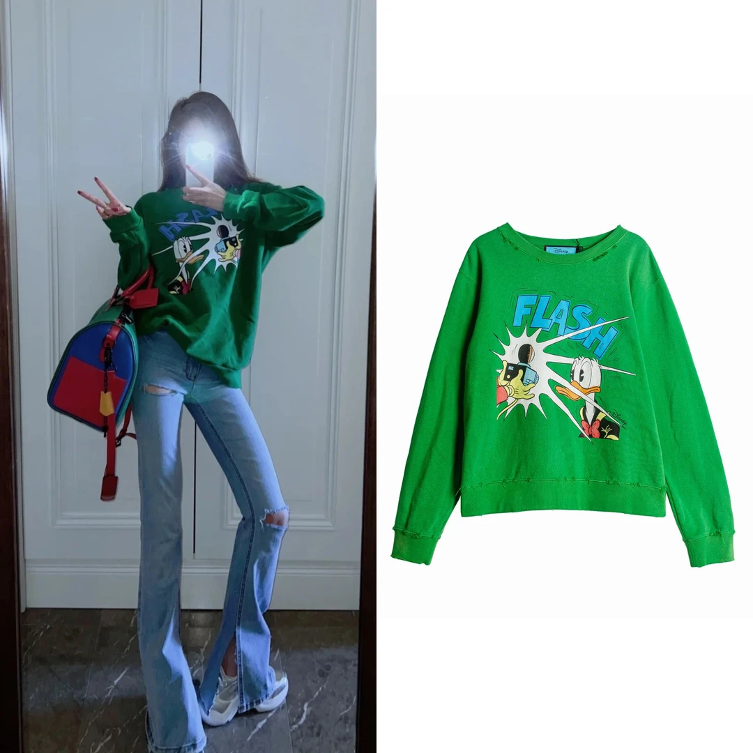 全新未使用 GUCCI/古驰 迪士尼联名唐老鸭印花短款卫衣 G0301