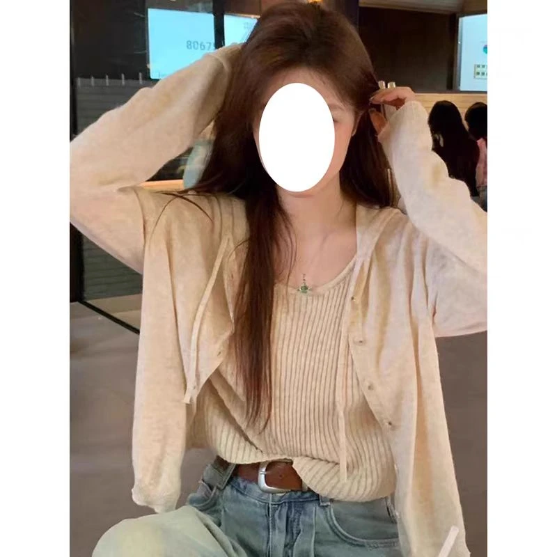（静静家）慵懒设计感小众连帽开衫上衣 新选f269 J021217