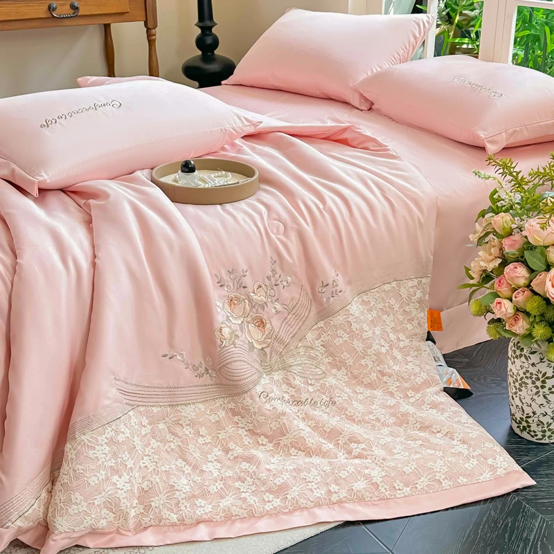 【实体店定制款】法式蕾丝手工钉珠工艺款夏凉被四件套-索菲娜ZJ