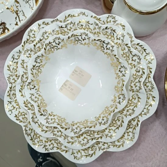 新骨瓷萤*虫花瓣大碗大中小3件套705