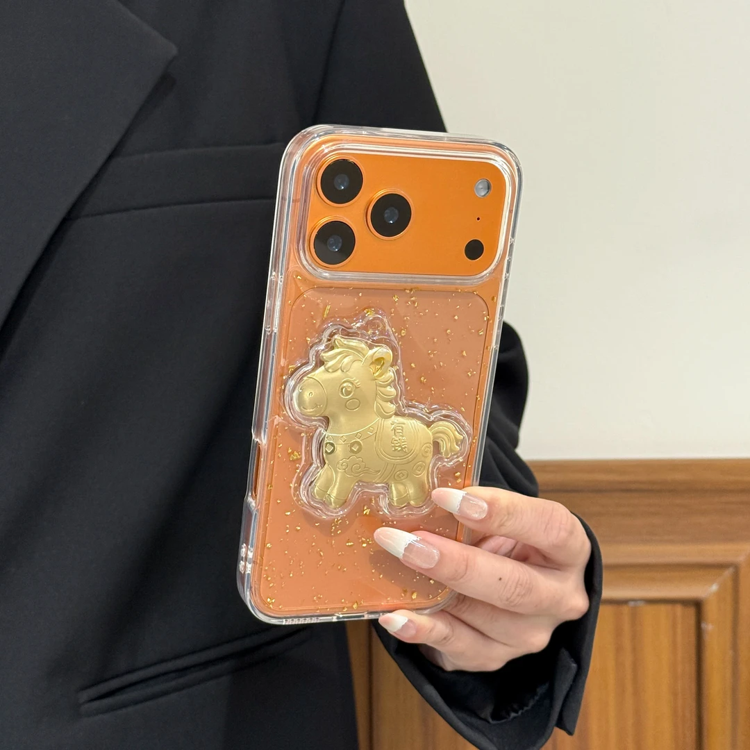 滴胶金箔马上有钱适用苹果17promax/15/14手机壳iphone16中国风