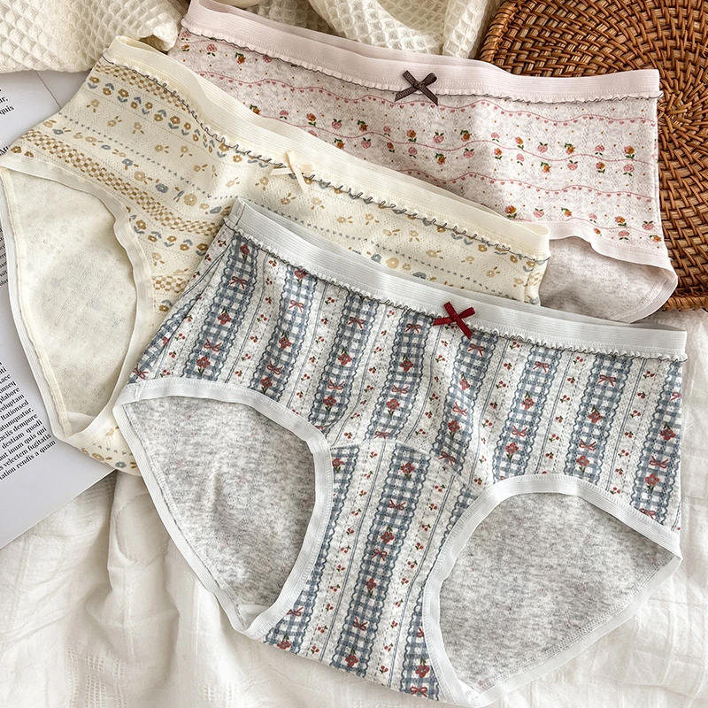 韩系少女生碎花女士内裤婴儿棉加长底裆7A抑菌学生舒适三角裤
