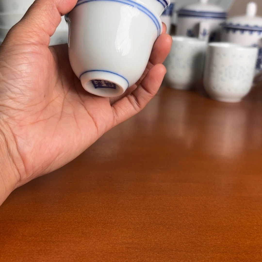 瓷蓝边小酒杯新品2个装