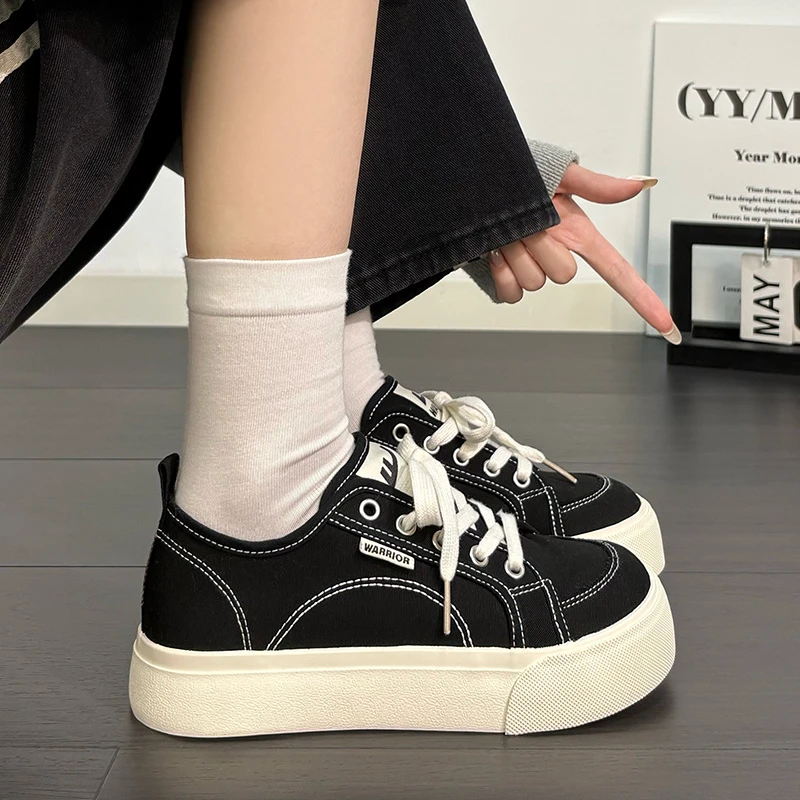 回力经典帆布鞋女鞋秋季新款百搭休闲ins时尚小白鞋学生厚底鞋子