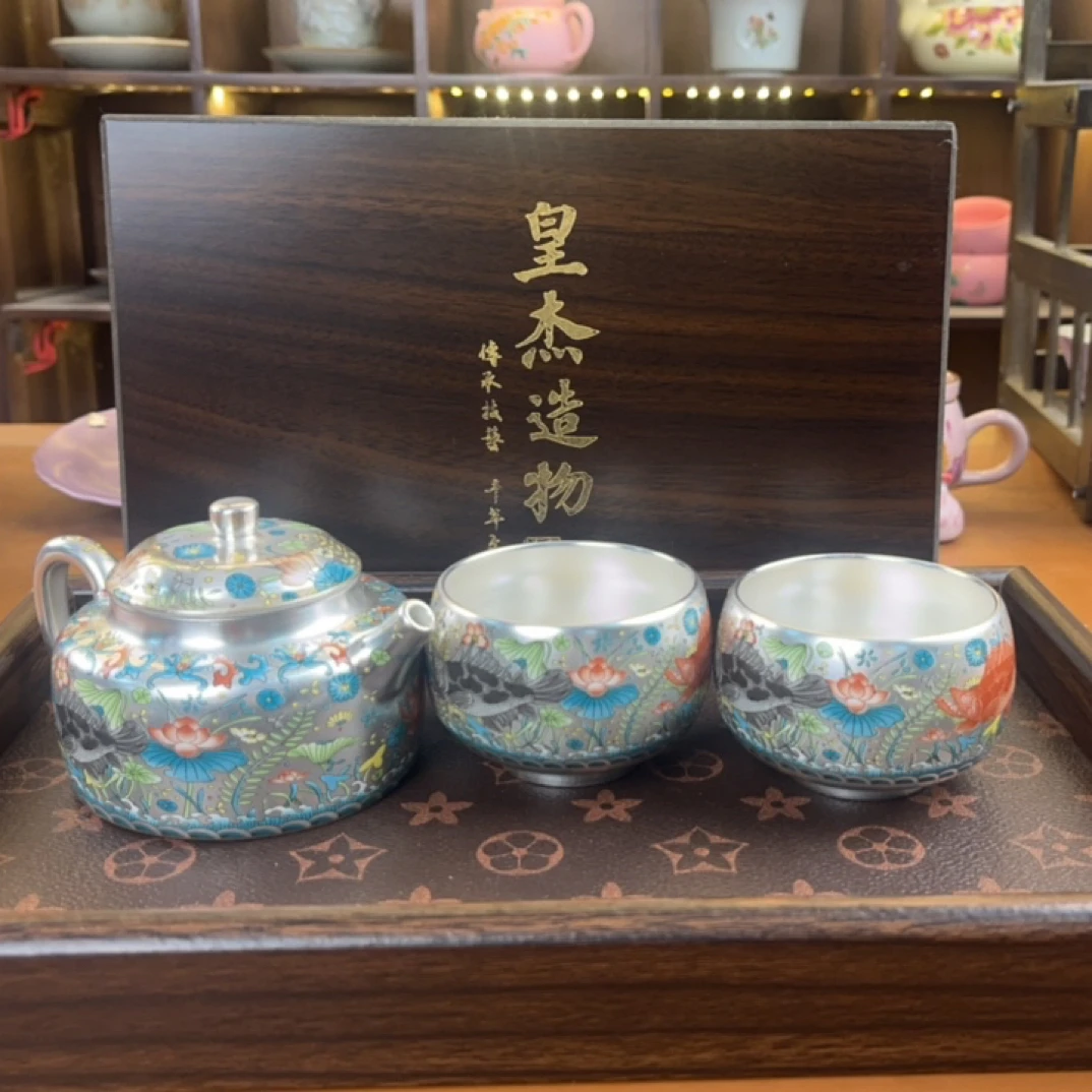 鱼藻纹一壶两杯加茶盘加礼盒