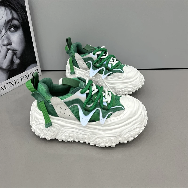 女鞋时尚百搭夏季透气春季小众单网休闲舒适厚底低帮系带潮流潮鞋