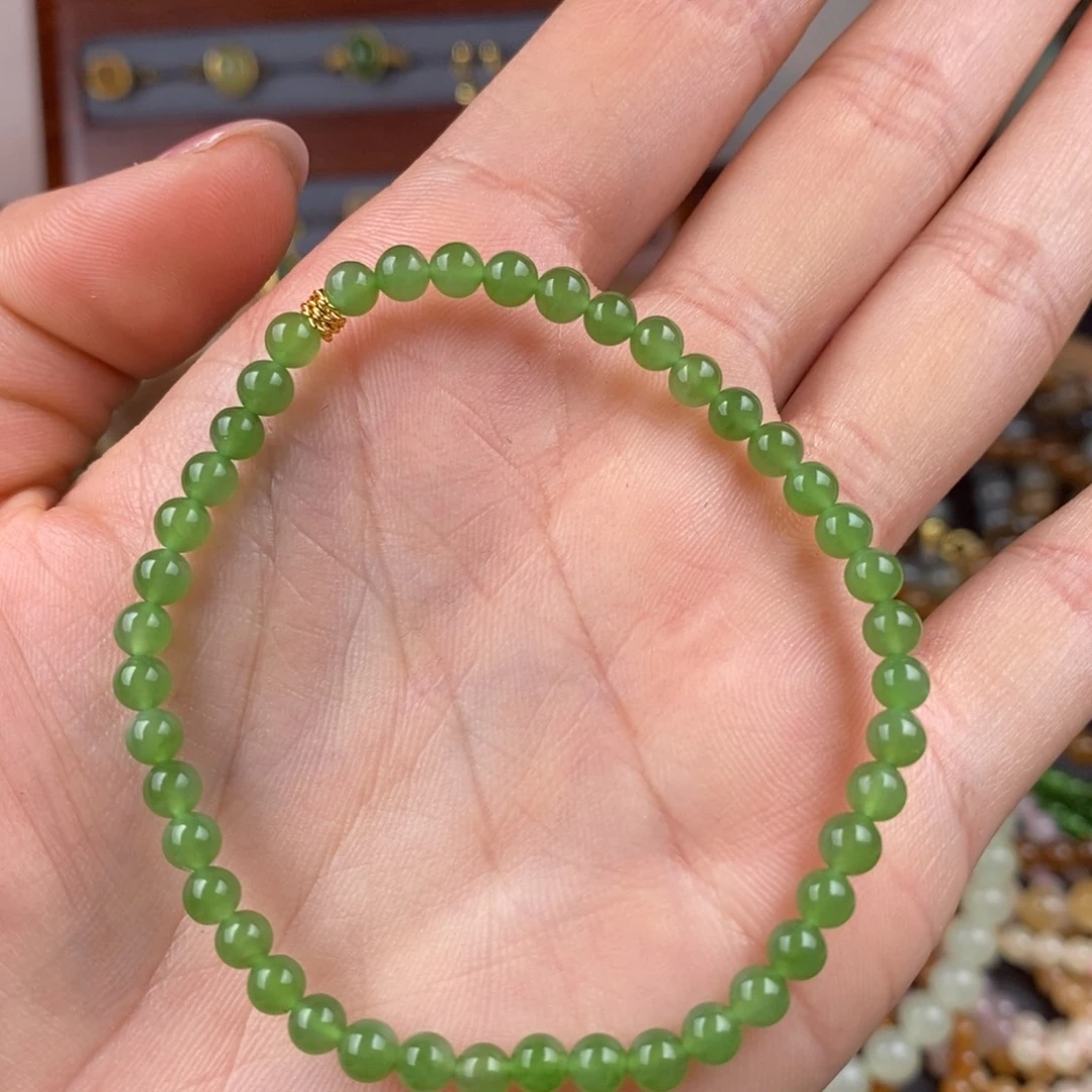 和田玉俄碧果阳绿4mm未镶嵌