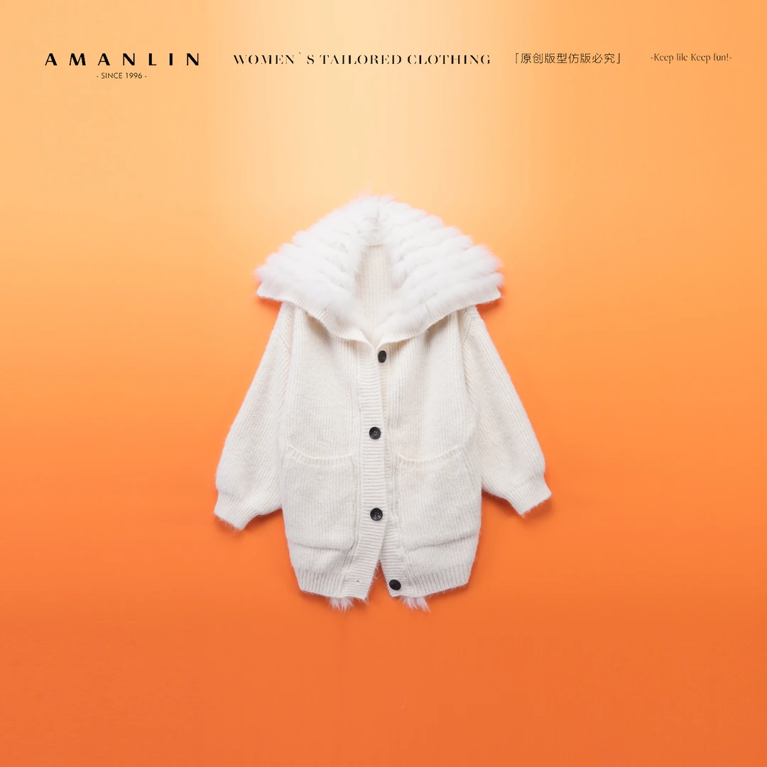 AMANLIN/阿谩琳琥珀流光百搭显瘦翻领高级时尚衣外套S602037