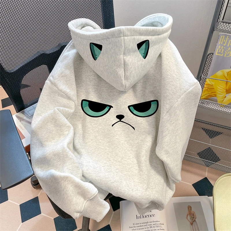 连帽卫衣情侣款休闲女2025新款加绒加厚舒适上衣男士百搭ins风