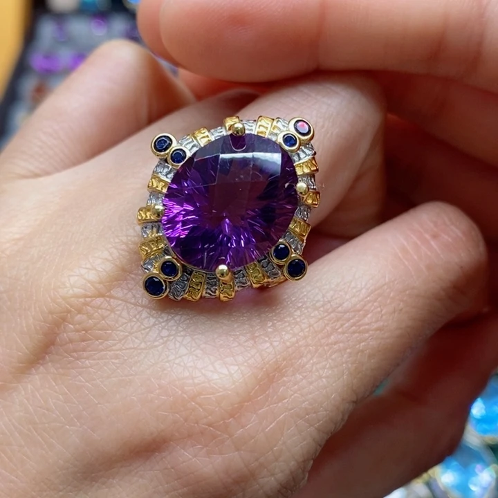 水晶戒指银S925镶嵌天然水晶戒指