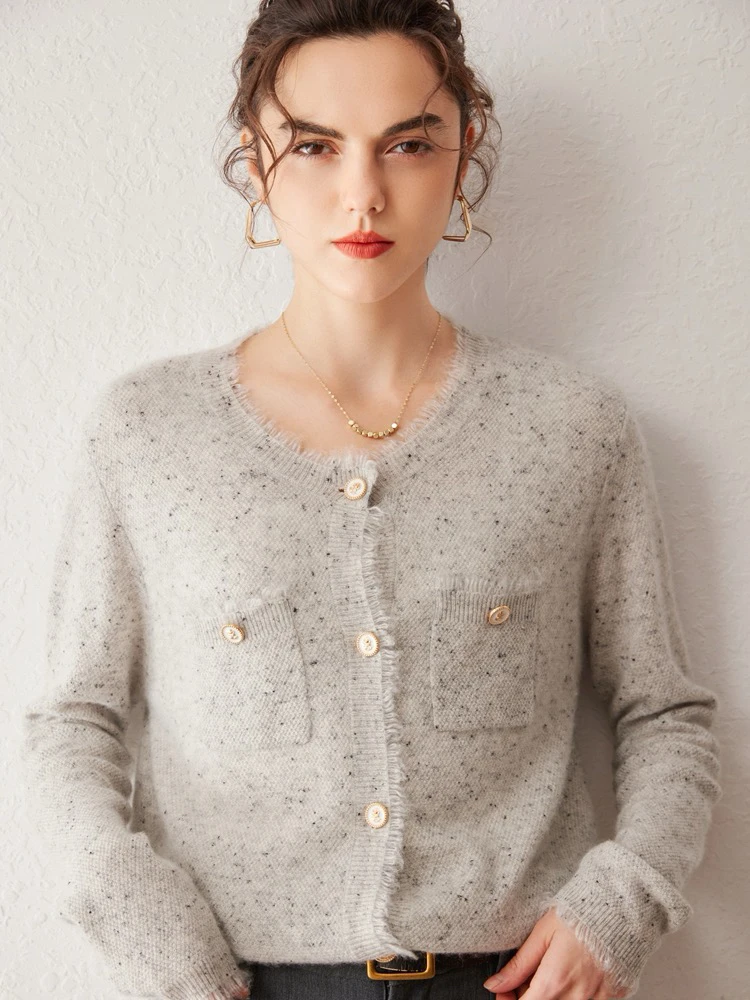 【康赛妮baby绒】点子纱毛边圆领开衫 ryyt 2153