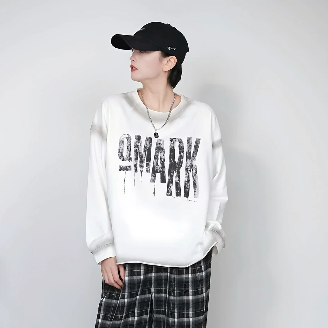 韩系字母圆领百搭休闲套头卫衣春秋宽松时尚印花潮流秋季女士上衣