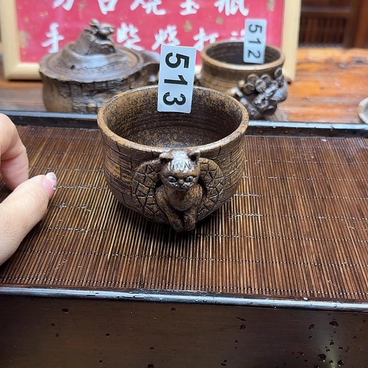 纯手工制作粗陶茶具