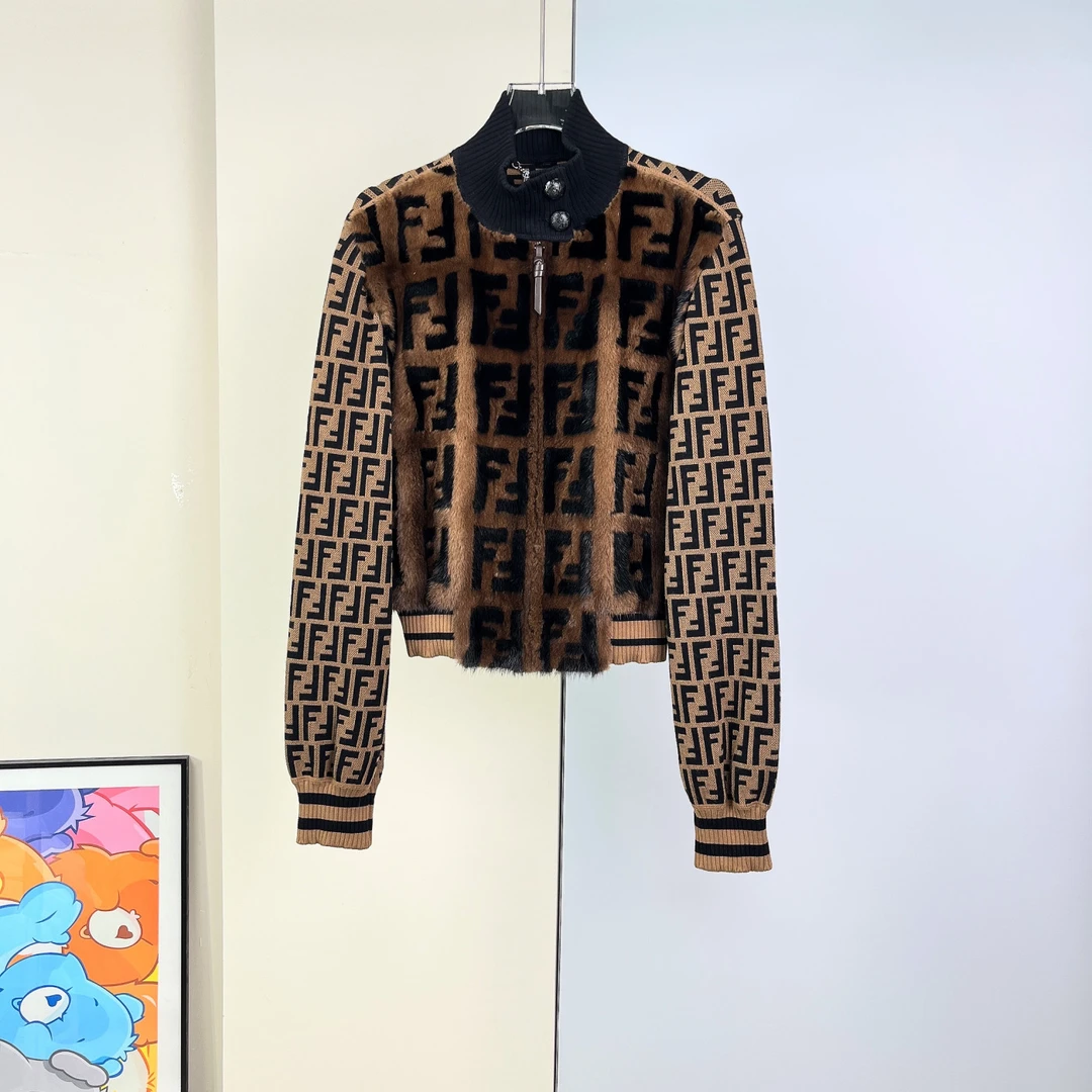 99新 FENDI/芬迪 皮草拼接外套/40码/Abc313