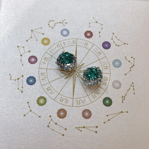 铜合金耳饰 11546冰川蓝色千禧玫瑰耳钉