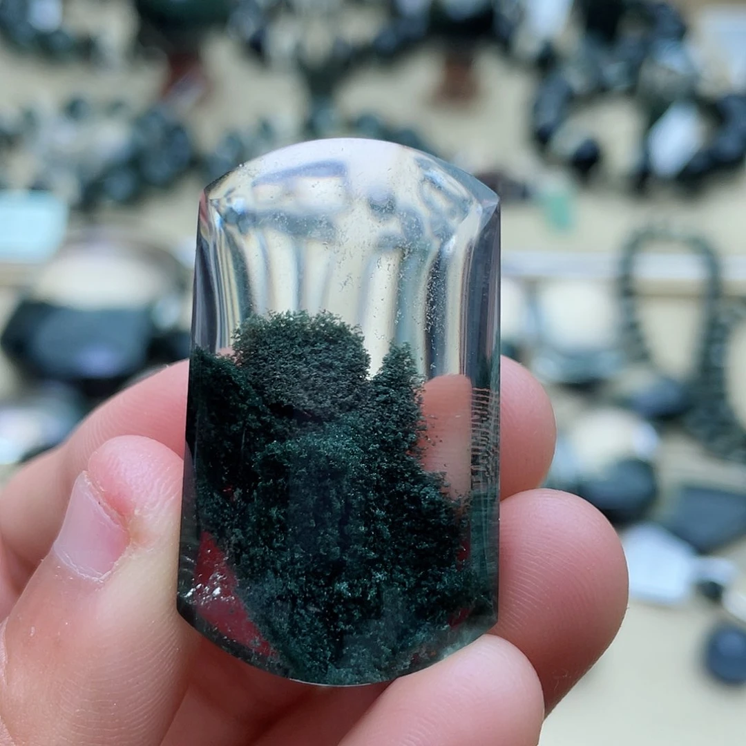 水晶颈饰未镶嵌绿幽灵无事牌打孔定制不退换