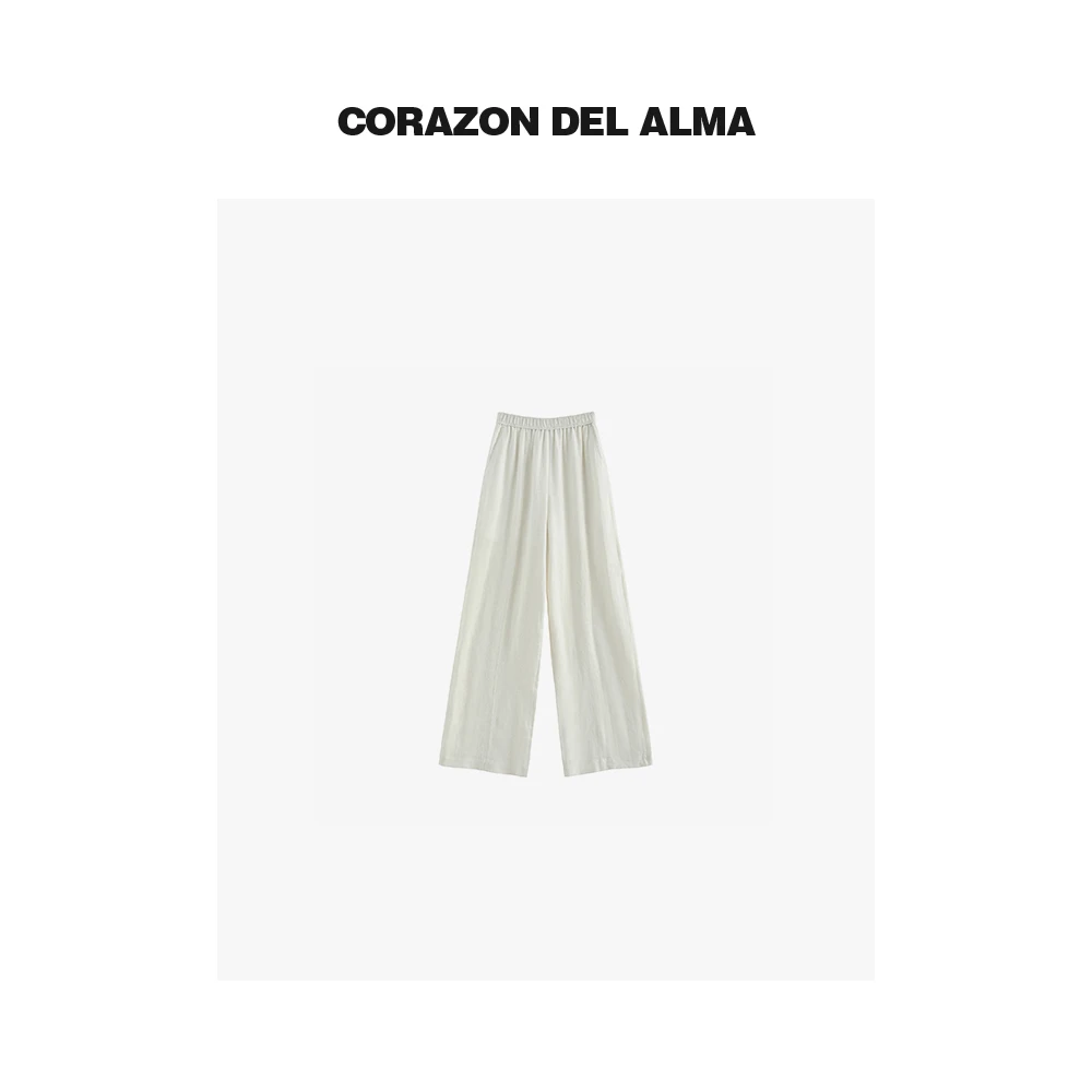 【月明】轻凉棉麻立体微绉松弛感遮胯显瘦松紧腰直筒拖地裤-187NJ