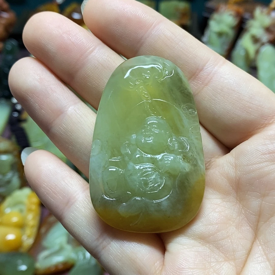 岫玉未镶嵌吊坠(赠链)微棉