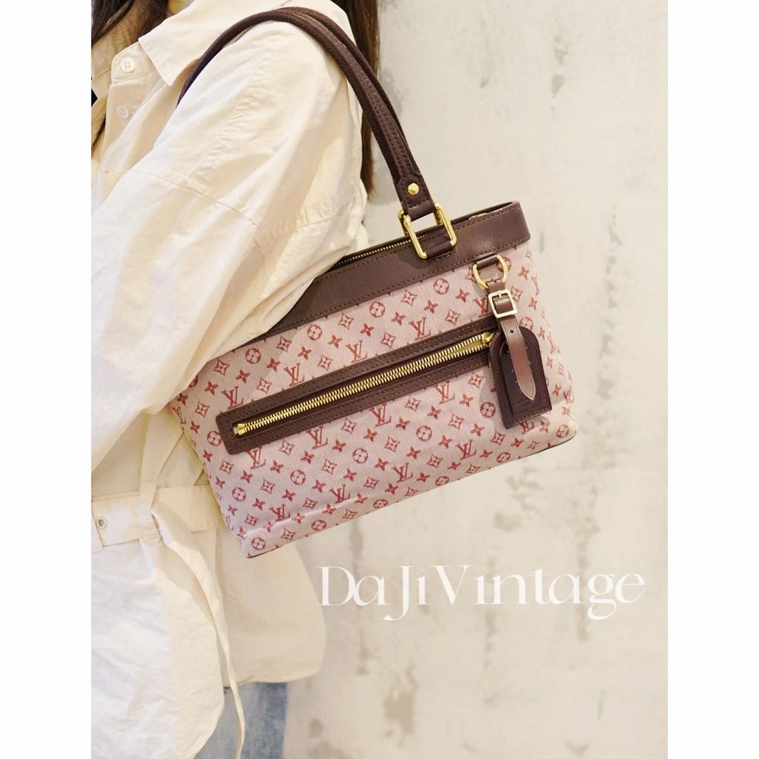95新 LouisVuitton/路易威登 大吉中古/Lv树莓粉丹宁开口笑手提包