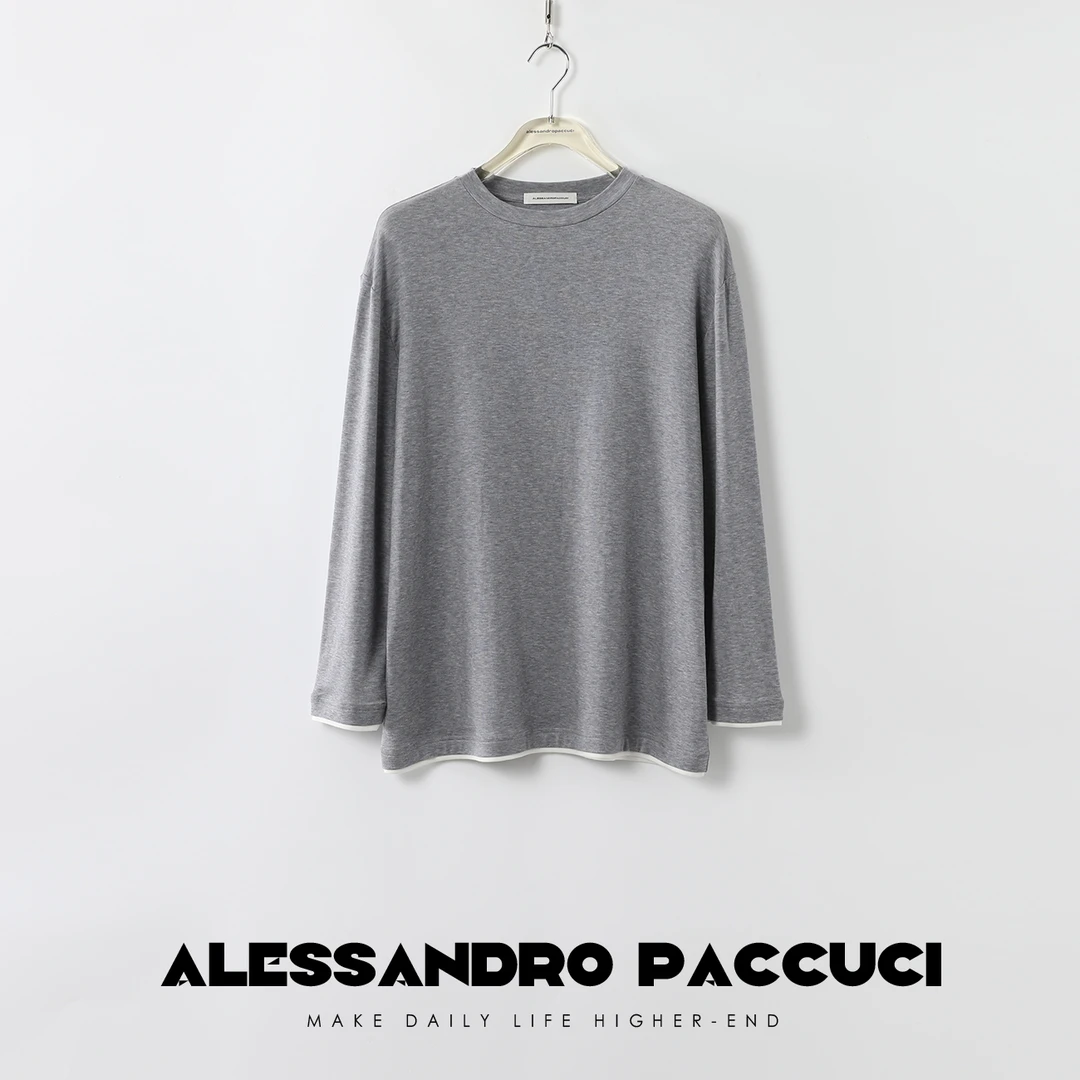 AP洛哥26704X 【晨曦之光】 山羊绒混纺圆领宽松慵懒长袖T恤2024秋