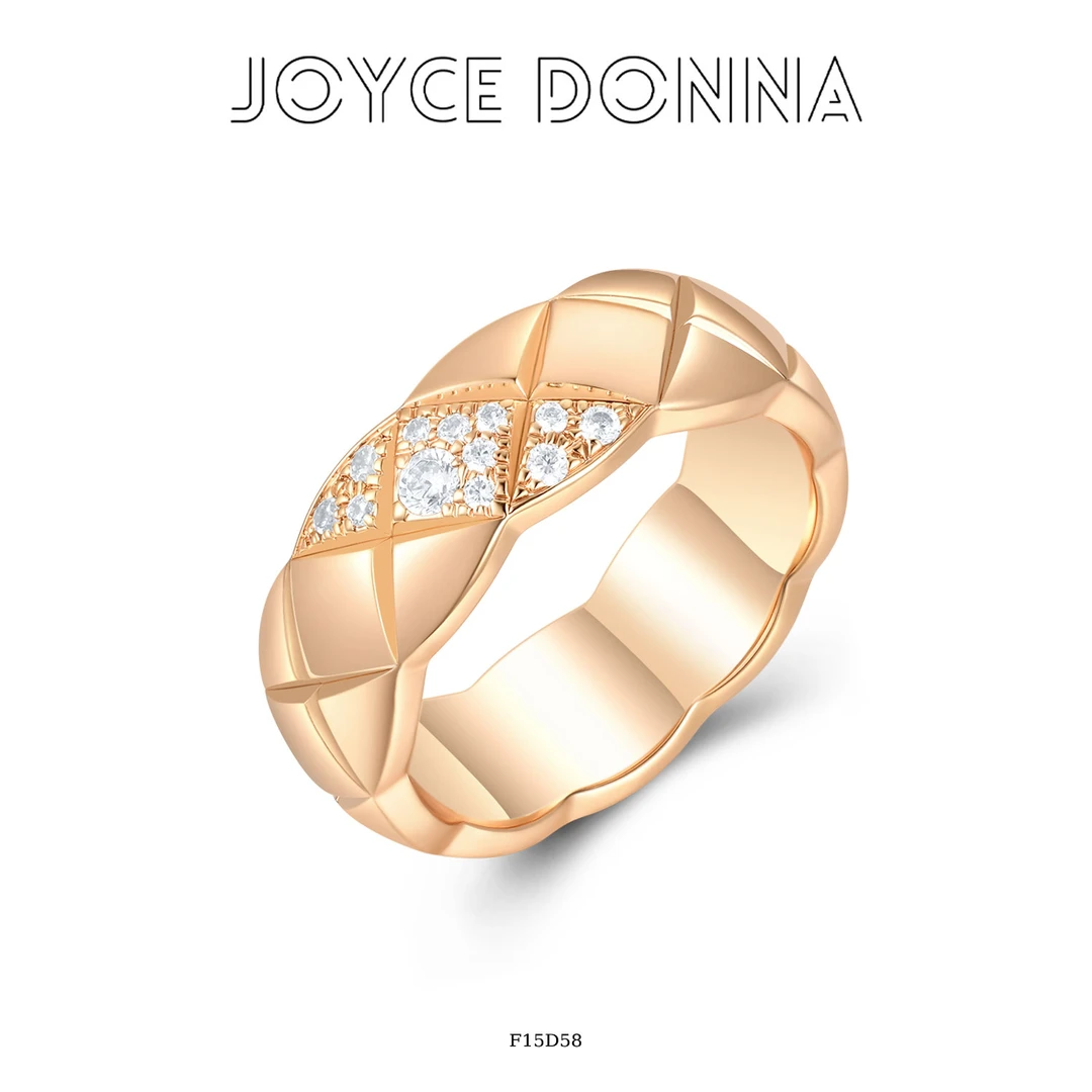 镀K金 法式气质高级斜刘海格纹戒指 F15D58 F15D49