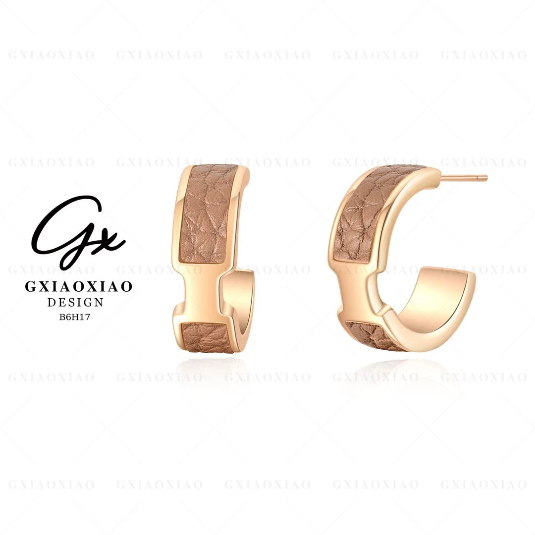 G XIAOXIAO 镀K金 法式气质复古简约百搭C形耳环 B6H17