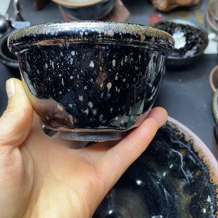 茶盏游和俤柴烧高铁胎建盏大器