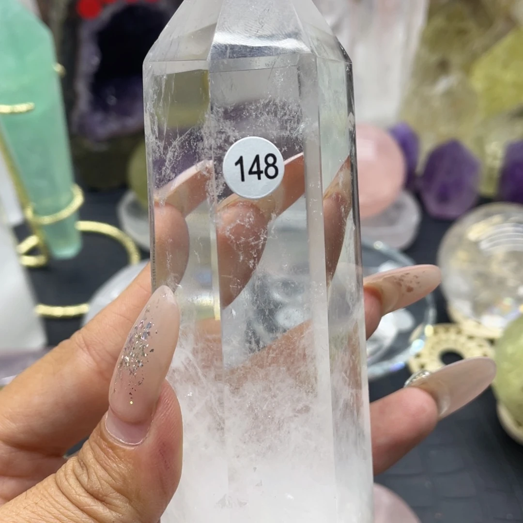 水晶珠宝半成品未镶嵌竹*148白水晶柱