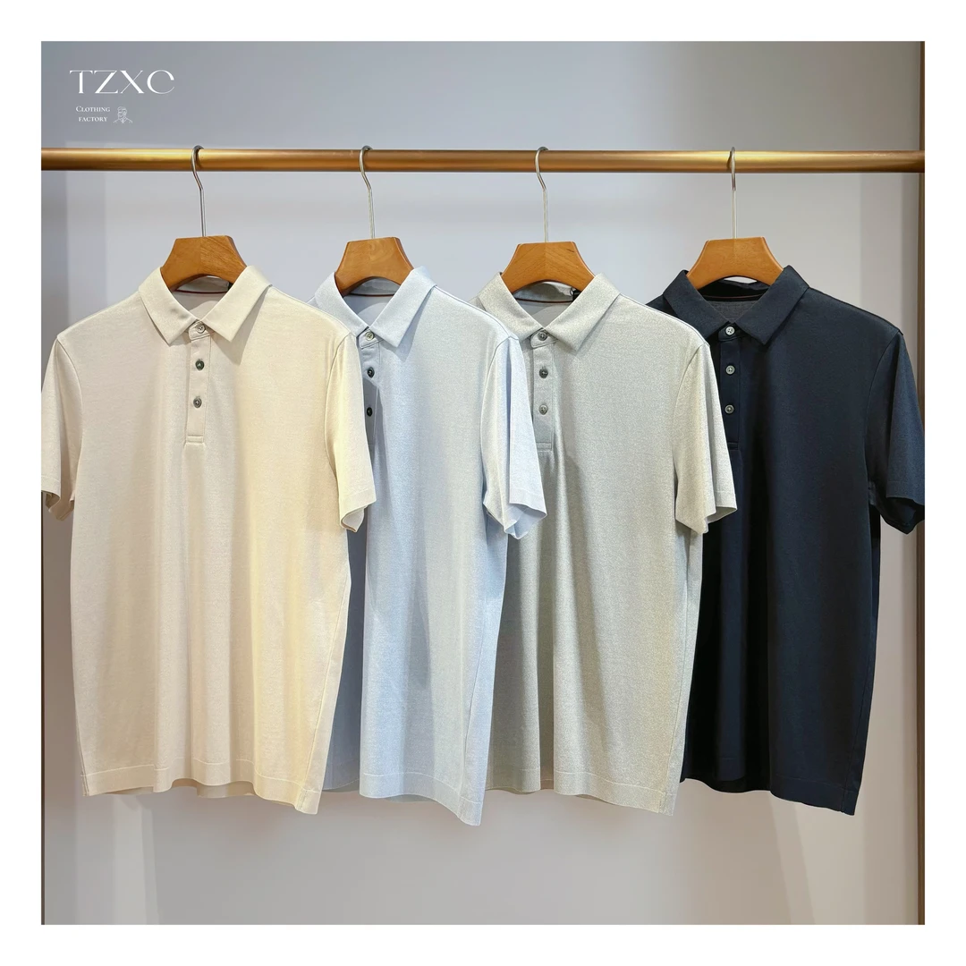 【87050-X】高奢男装 2025年早春新款简约老钱风格休闲翻领POLO衫