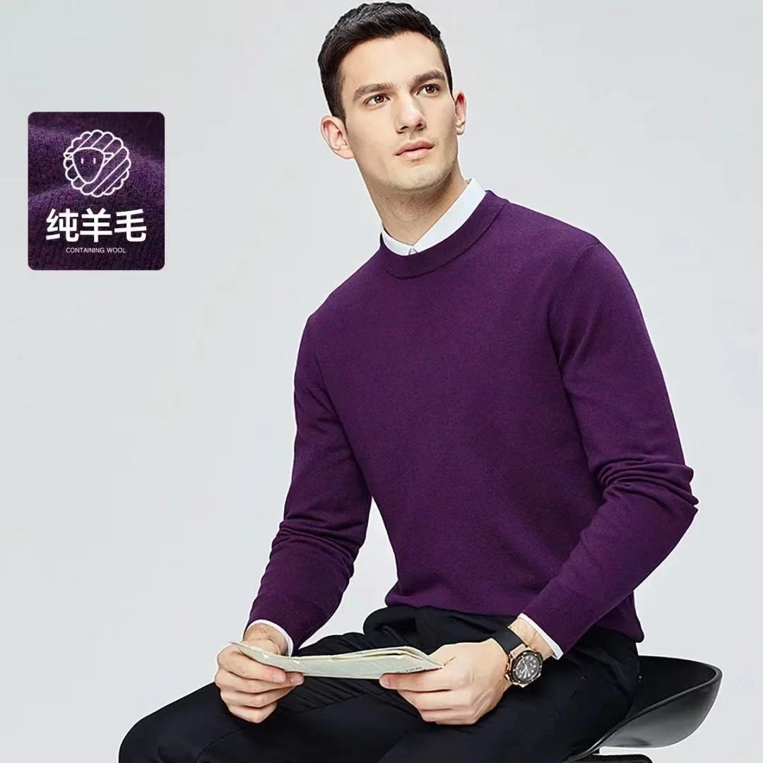 100%绵羊毛圆领时尚百搭男式羊毛衫   0005